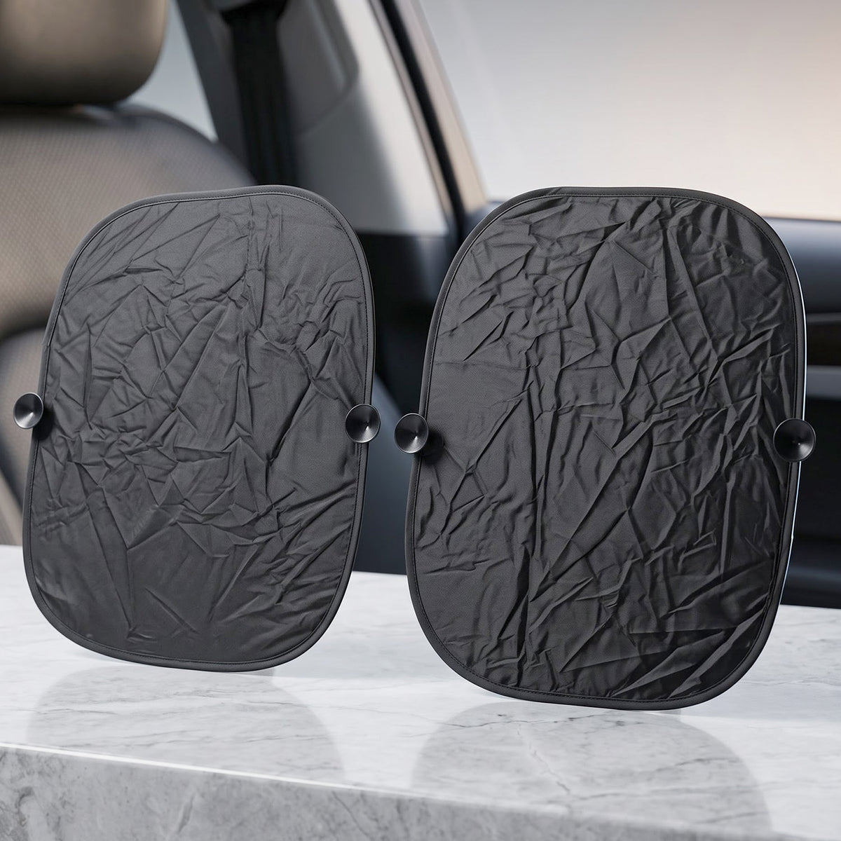 Foldable Car Side Window Sunshade With Suction Cups For Heat Protection (2 Pc)