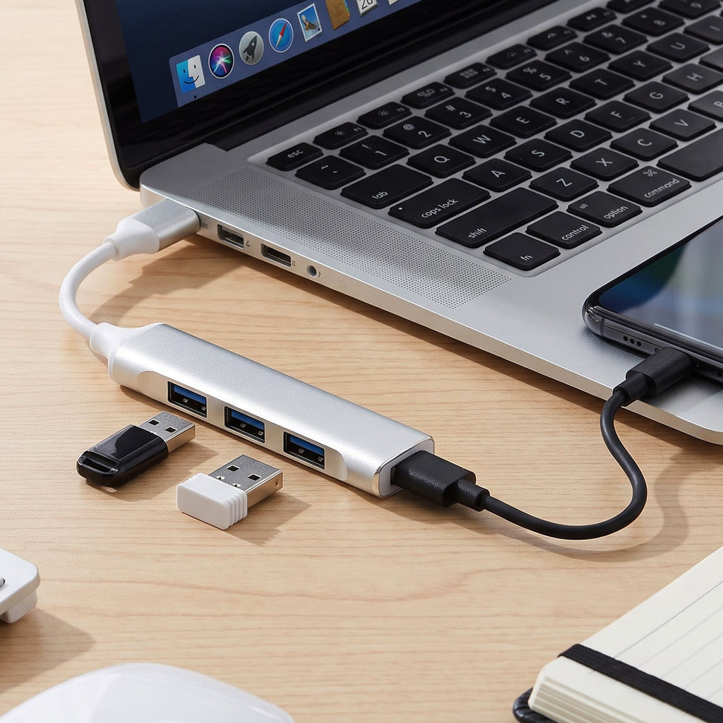 Usb To Four Port Usb Hub Multi Interface Adapter For Laptop And Comput ...