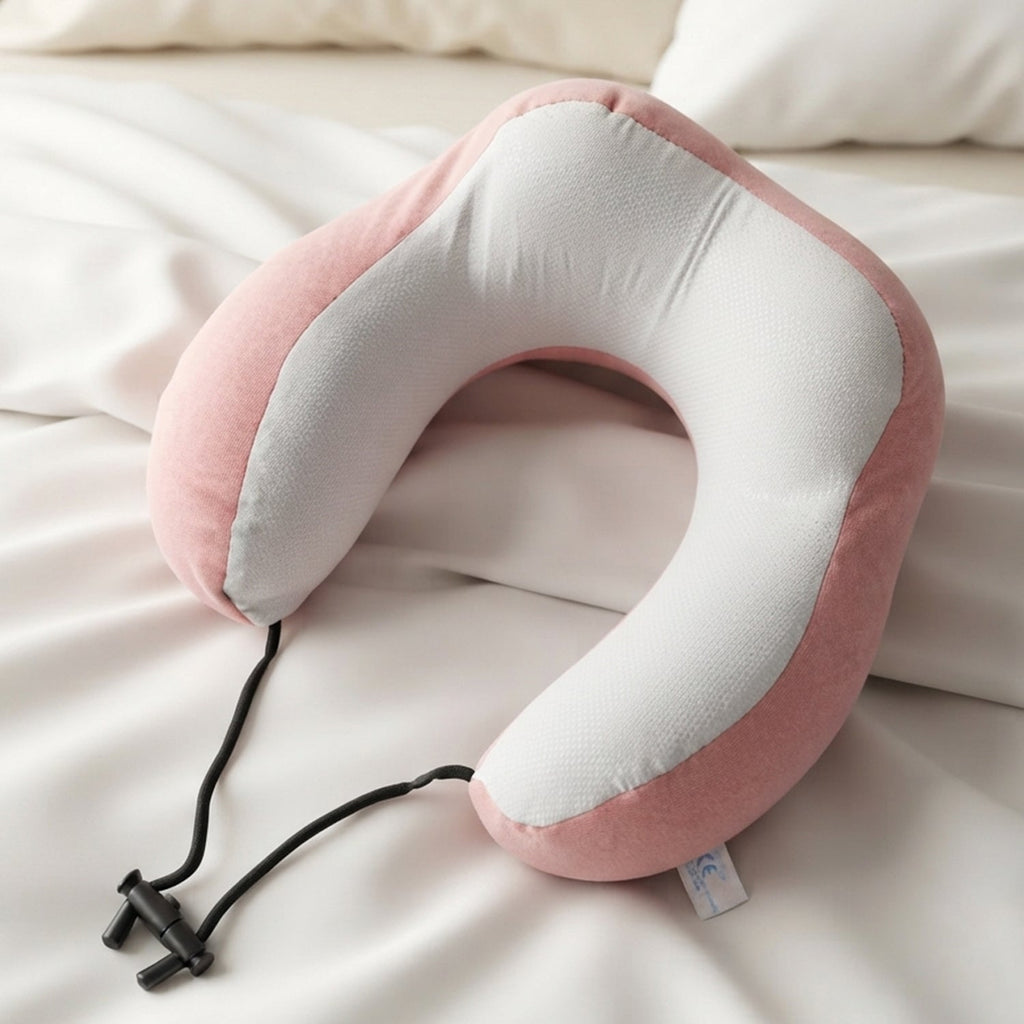 U Shaped Travel Neck Pillow With Adjustable Closure For Comfortable Trips (1 Pc)
