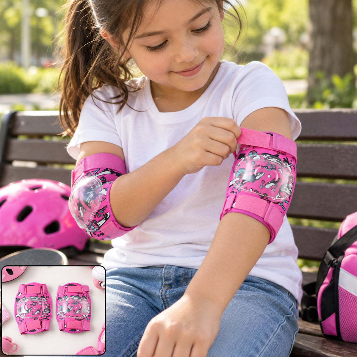 Adjustable Kids Elbow Protection Pads For Cycling Skating And Scooter Play (1 Pair)