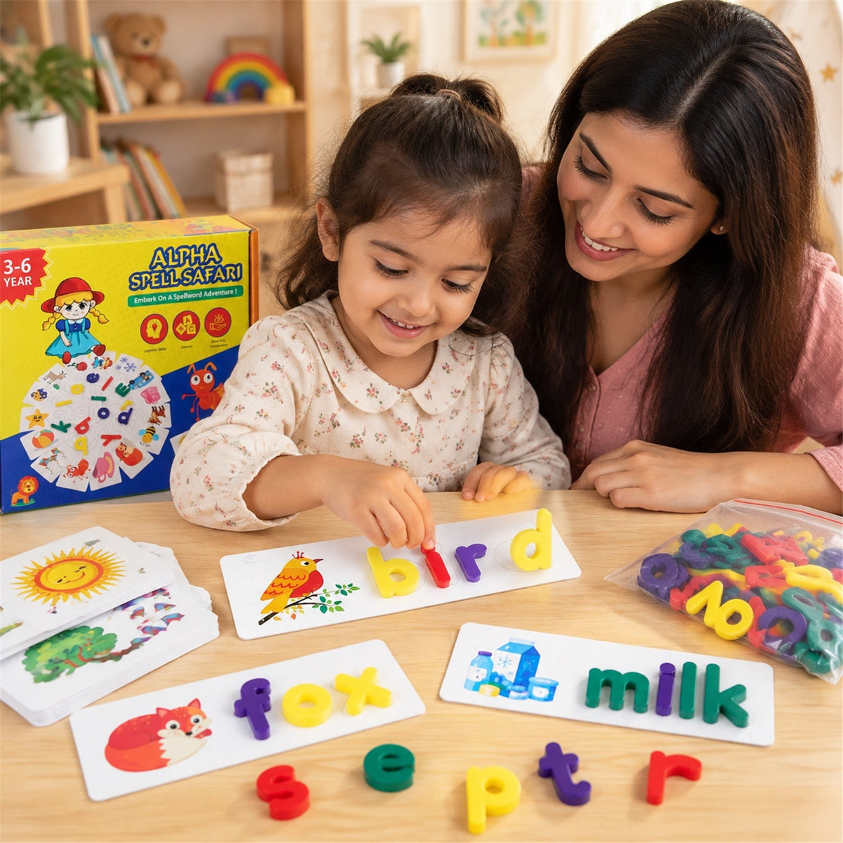 Alphabet Word Puzzle Cards With Lowercase Letters For Spelling Practice (1 Set)