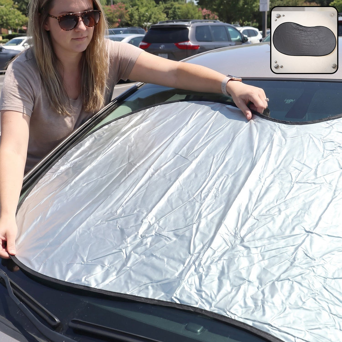 Foldable Car Windshield Sunshade For Heat Protection During Summer Travel (1 Pc)