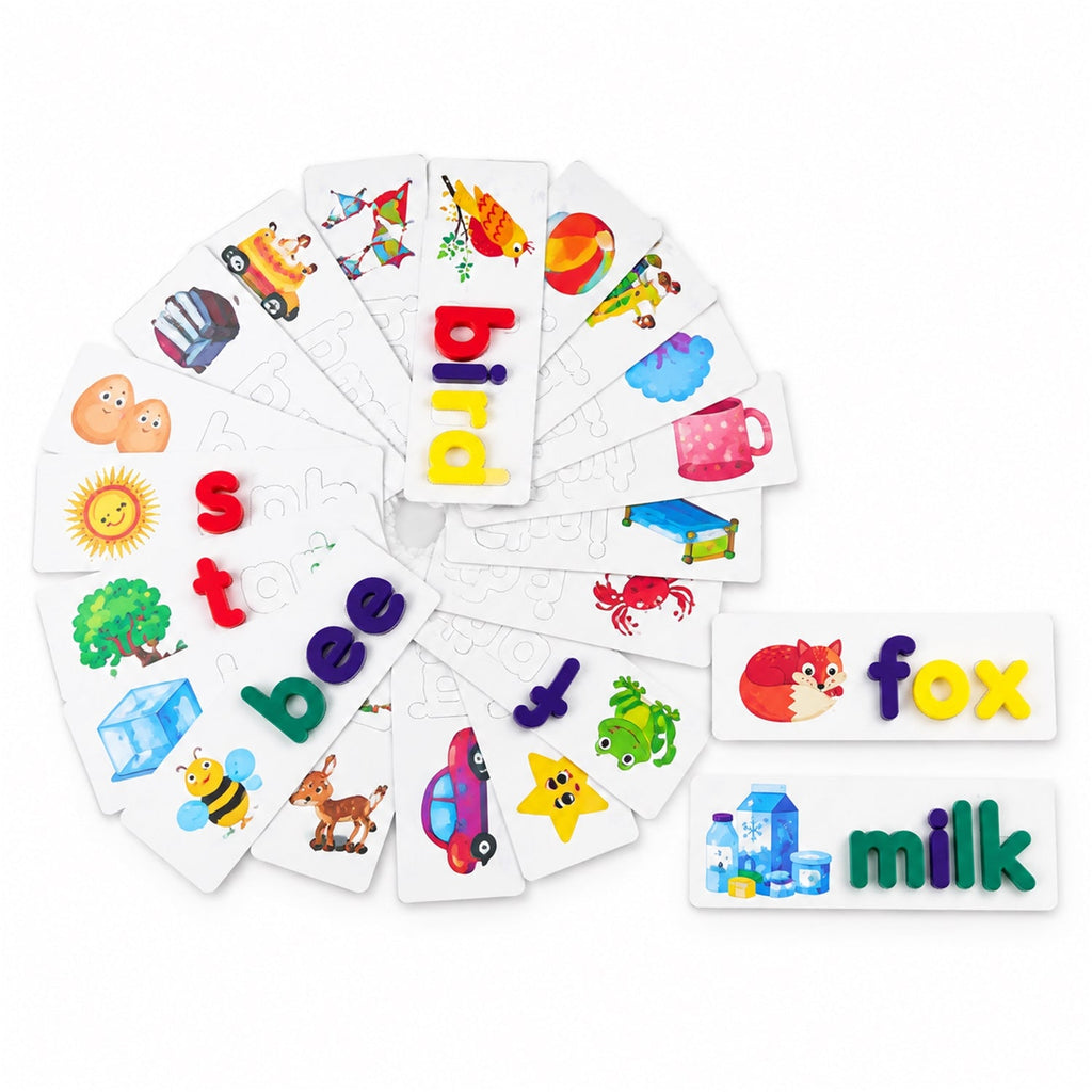 Alphabet Word Puzzle Cards With Lowercase Letters For Spelling Practice (1 Set)