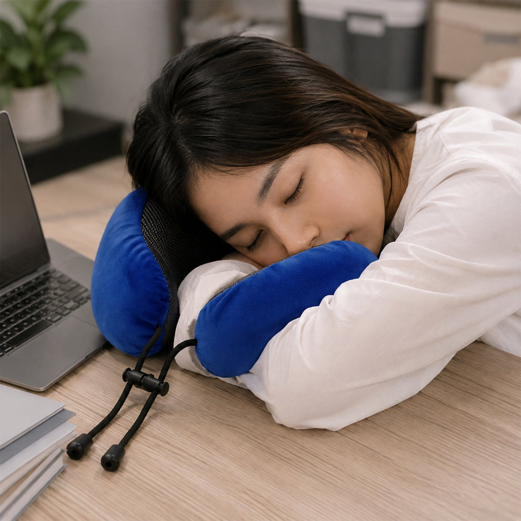 U Shaped Travel Neck Pillow With Adjustable Closure For Comfortable Trips (1 Pc)